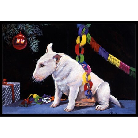 Jensendistributionservices Bull Terrier Under the Christmas Tree Indoor or Outdoor Mat, 18 x 27 MI2557528